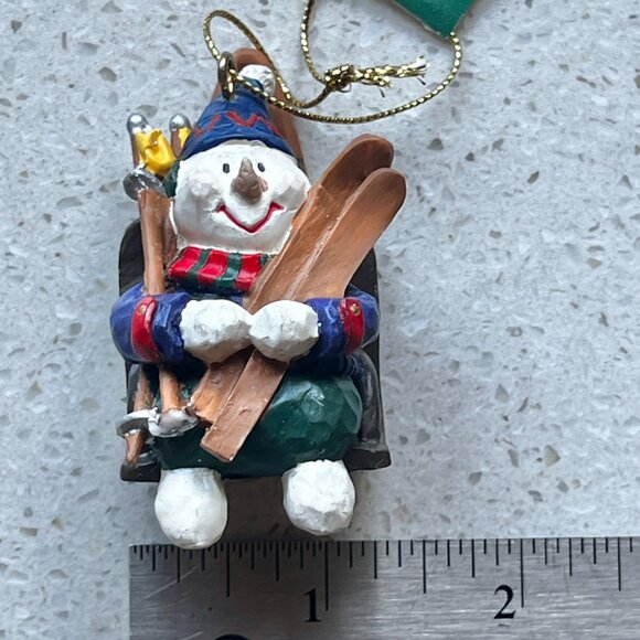 Midwest Resin Snowman Ornament With Skis Winter Decor 3" Tall - Picture 2 of 5